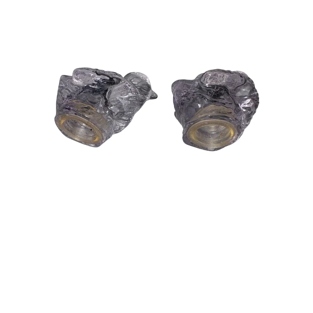 Vintage Clear Glass Chick Salt and Pepper Shakers Set Rare Bird Figurines‎